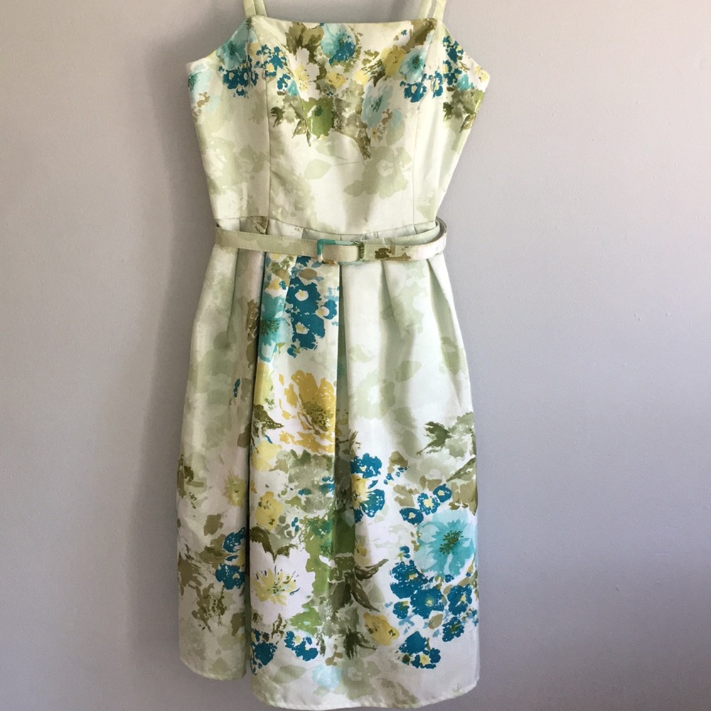 Floral Dress with Belt and Sweater!